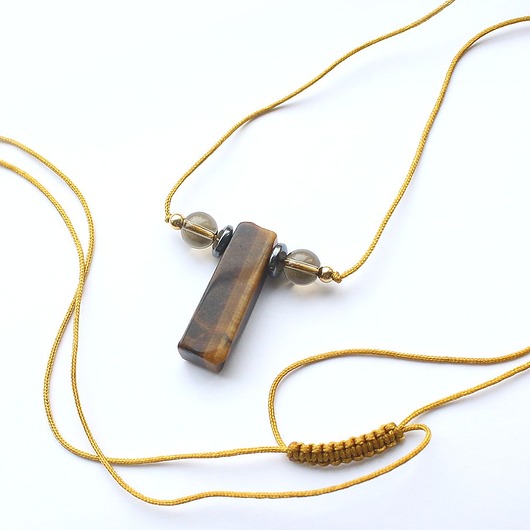 biżuteria męska Tygrysie oko, kwarc dymny, hematyt wisior amulet