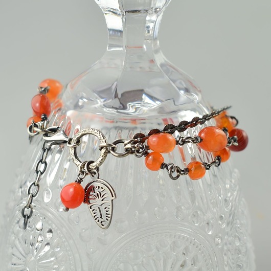 bransoletki z kamieni naturalnych Karneol w srebrze - bransoletka