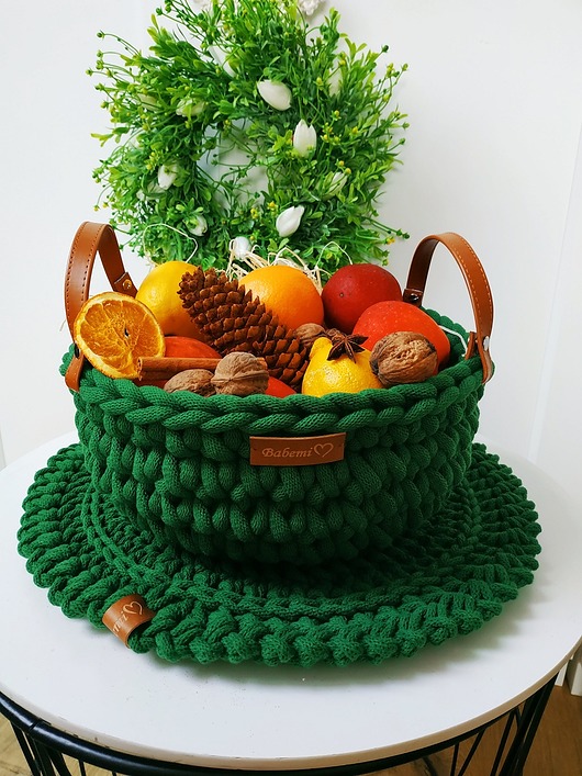 dekoracje świąteczne Świąteczny zielony kosz ze sznurka bawełnianego " Bowl Basket"