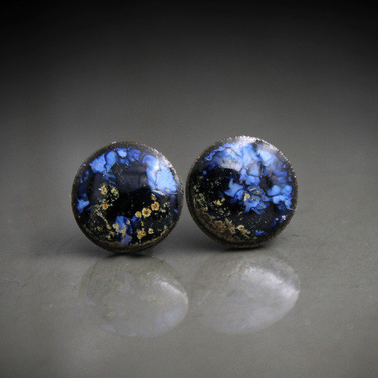kolczyki ceramiczne Oceaniczne 9mm/stal chirurgiczna