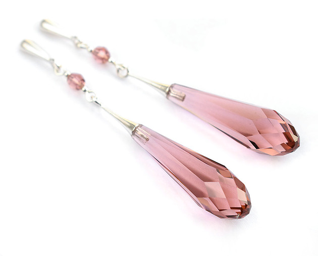 kolczyki swarovski Grace - Ślubne kolczyki - Blush Rose - Kryształy Swarovski