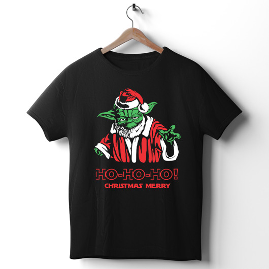 t-shirty męskie Koszulka  z nadrukiem Yoda Christmas