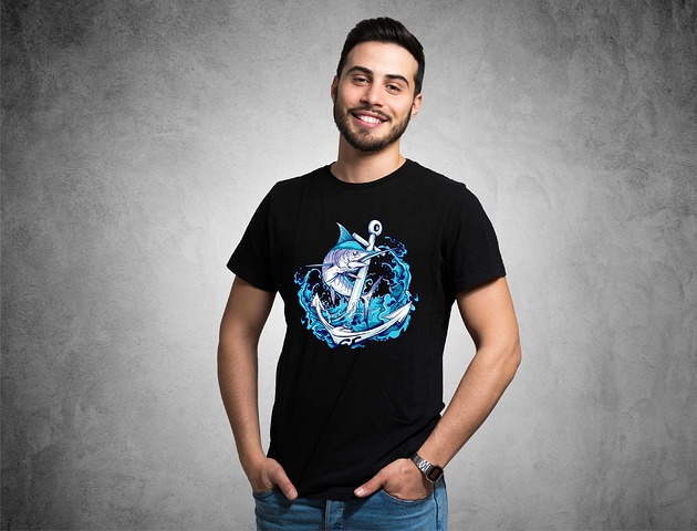 Koszulka organiczna z nadrukiem Sailor fish ART ORGANIC