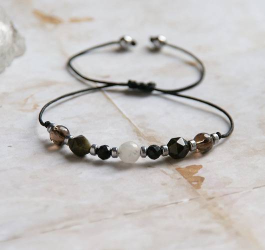 bransoletki z kamieni naturalnych KOZIOROŻEC - zodiac collection - NEW silver