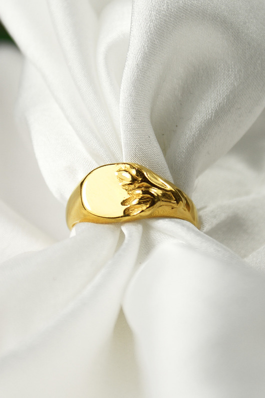 pierścionki złote Srebrny sygnet damski, dla niej, personalizacja, botaniczny, bez kamieni TULIPA