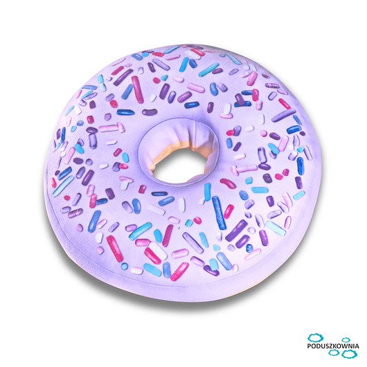 Poduszka Donut wielki pączek jagodowy z posypką poduszkownia