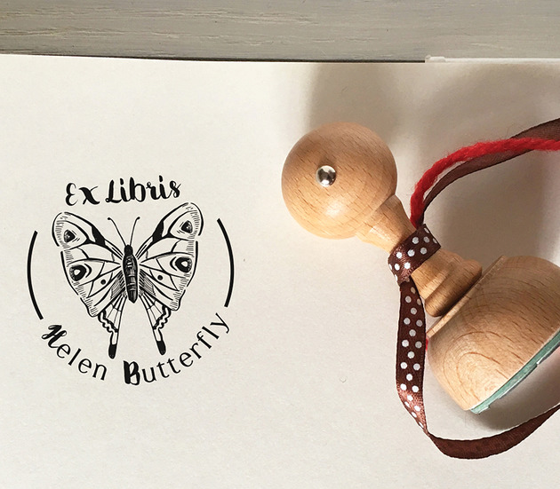 stemple MOTYL  exlibris na zamówienie + tusz