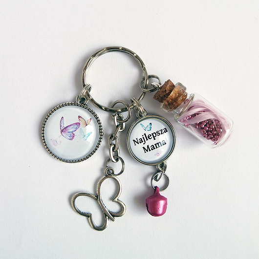breloki Breloczek - Mama, motyle, fiolka