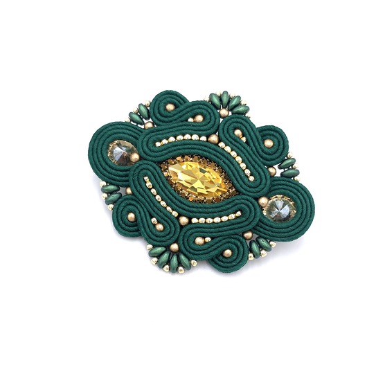broszki Broszka sutasz złoto zielona Loria klasyczna wieczorowa elegancka