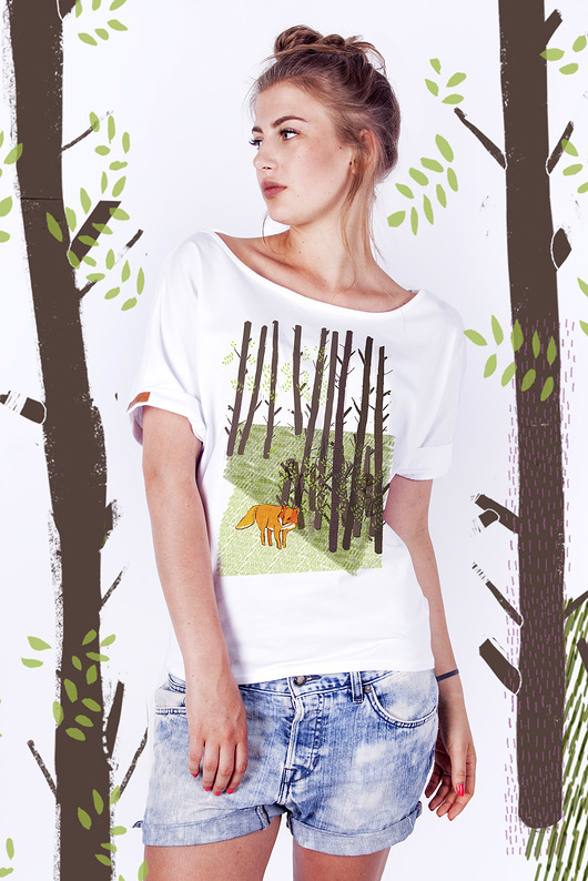 T-shirt damski `Lis w lesie` dziendobry