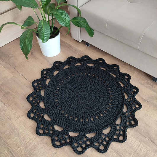 dywany Dywan okrągły ze sznurka bawełnianego szydełkowy 80cm