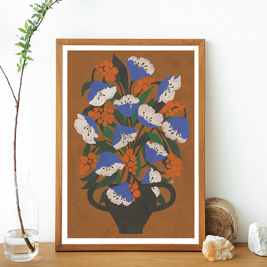 grafiki i ilustracje Niebieskie tulipany, plakat botaniczny, kwiaty