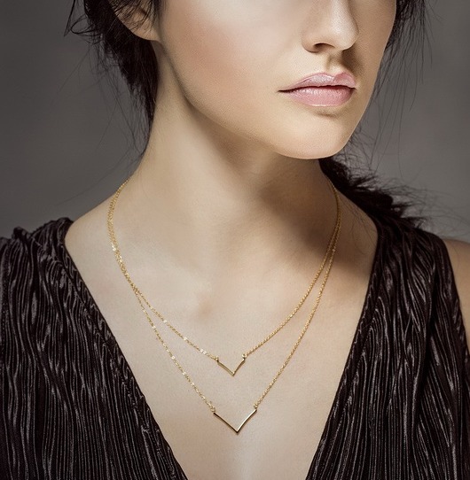 NASZYJNIK PODWÓJNY "V" - SREBRO 925 POZŁACANE Coccola JEWELLERY