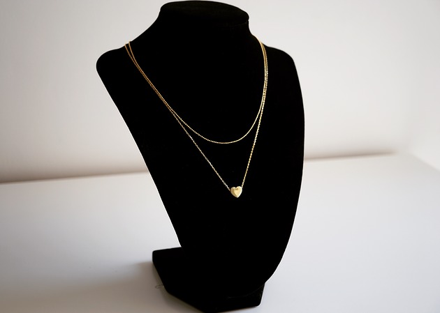 Pozłacany podwójny naszyjnik z serduszkiem 925 VENA Jewellery