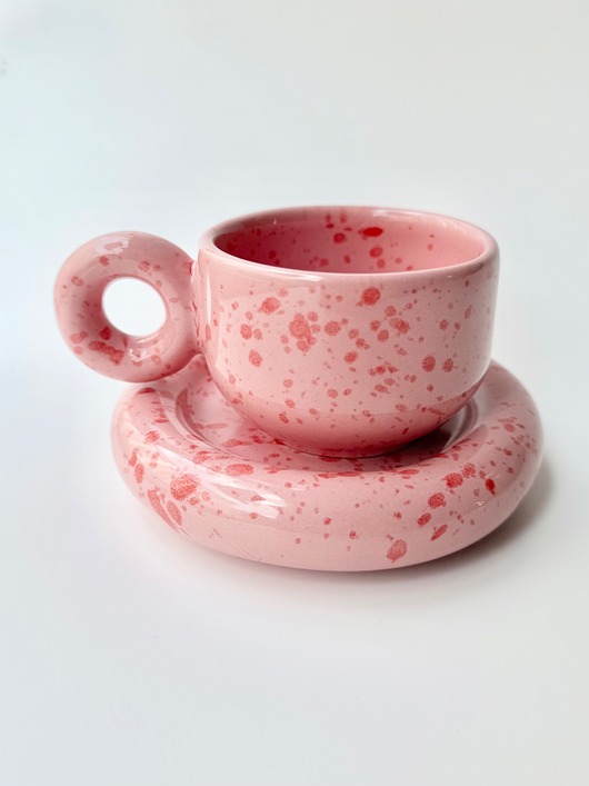 kubki Filiżanka Pink and red /150ml/ +spodek. Z serii Good Vibes CCLTV