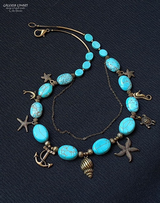 korale Morskie opowieści. Marine style na topie Zabawny naszyjnik handmade Prezent