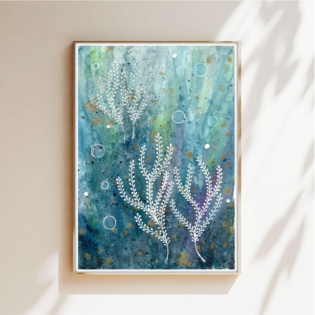 obrazy Oryginalna akwarela. Rafa koralowa A4