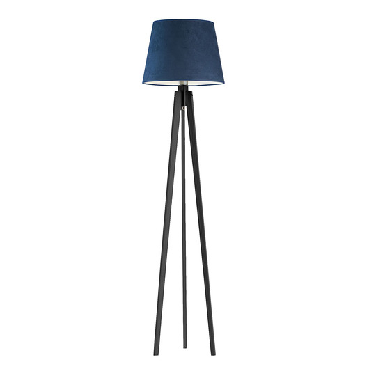 lampy podłogowe Drewniana lampa stojąca z welurowym abażurem CURACAO VELUR