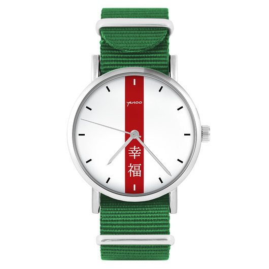 zegarki męskie Zegarek - Szczęście - zielony, nylonowy