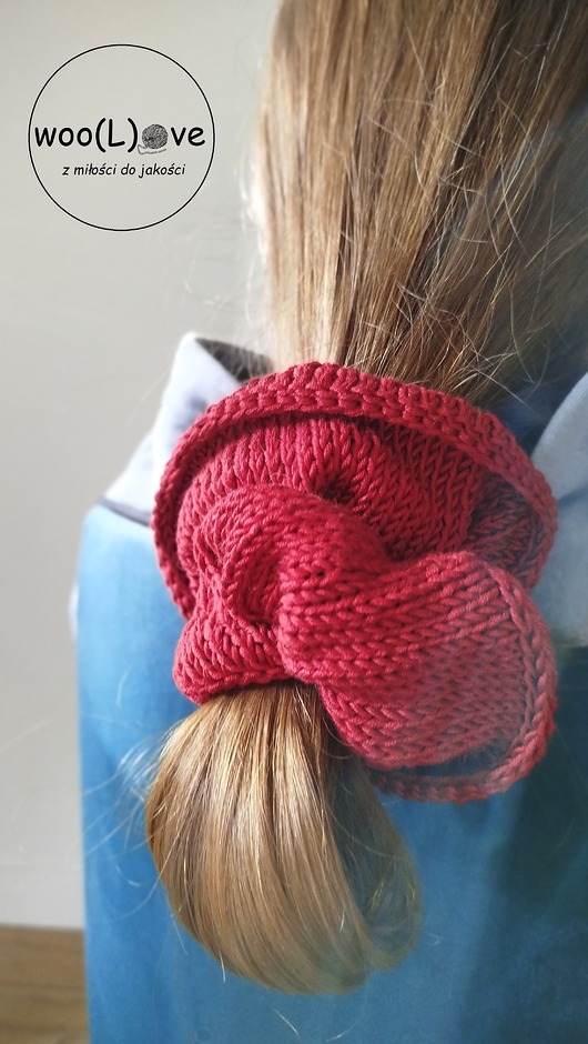 gumki do włosów Scrunchie premium (BA)WEŁNA - bordowy