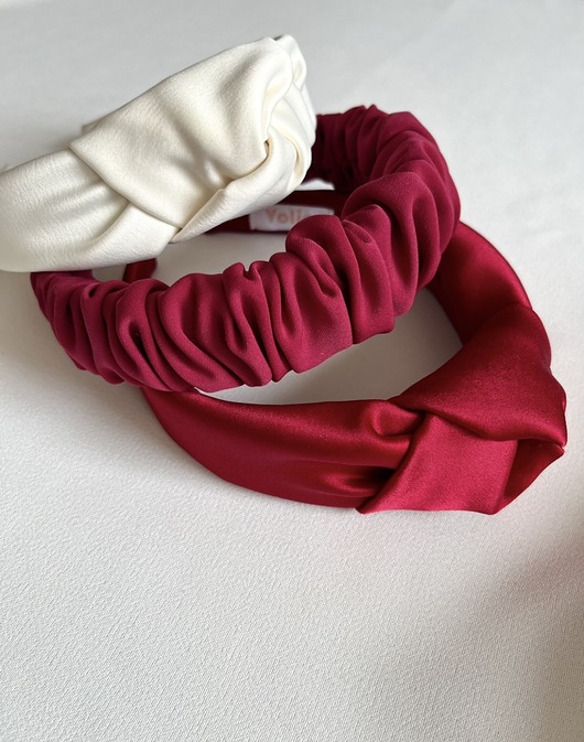 opaski do włosów Bordowa marszczona opaska do włosów Mirea
