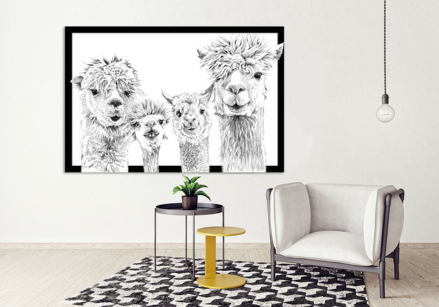 OBRAZ NA PŁÓTNIE-WESOŁE ALPAKI-120x80 LUdesign gallery