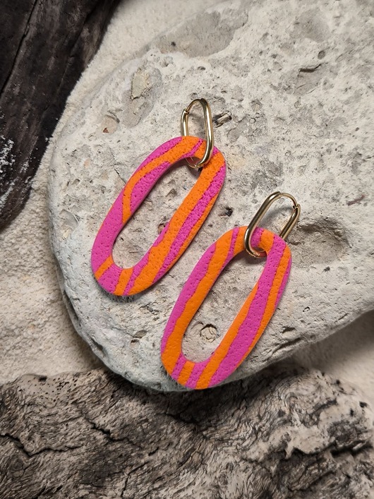 kolczyki z masy plastycznej Loopy kolczyki szalona PANTERKA