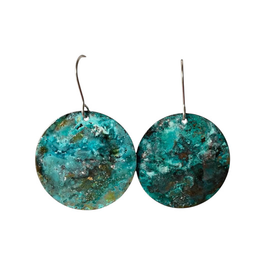 kolczyki z miedzi Kolczyki turkusowe z miedzi 3 cm
