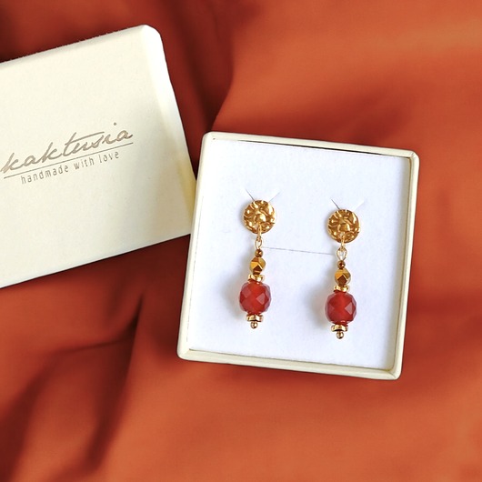 kolczyki z kamieniami Karneol : kolczyki krótkie : ozdobne sztyfty