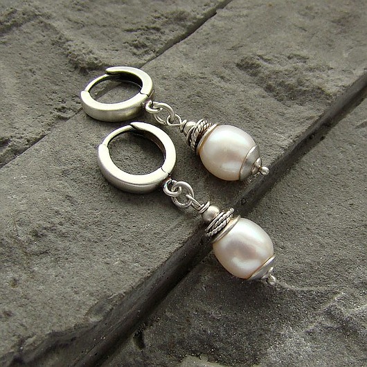 kolczyki z kamieniami Kolczyki Perły - white