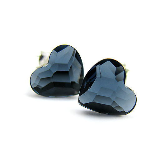 kolczyki swarovski Kolczyki - kryształy Swarovski - serduszka Denim Blue