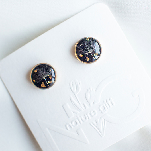 kolczyki z żywicy Kolczyki sztyfty z rzęsek dmuchawca