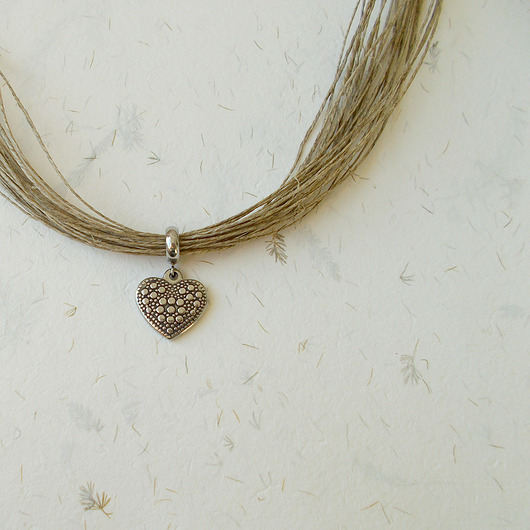 kolie Serce Naszyjnik lniany