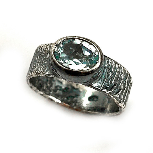 pierścionki srebrne Light blue topaz r 12