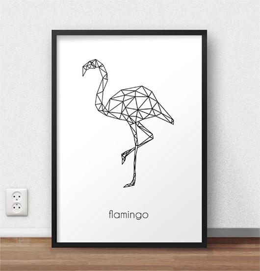 Plakat z geometrycznym flamingiem - 30x40 scandiposter