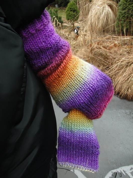 Zimna ciemna tęcza / mitenki agat handmade