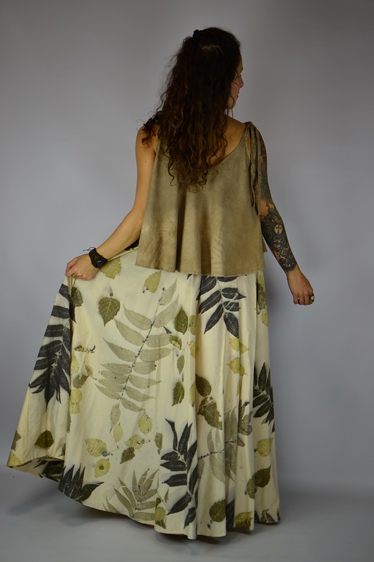 spódnice maxi Barwiona Roślinami Spódnica "Brzozowy Las"