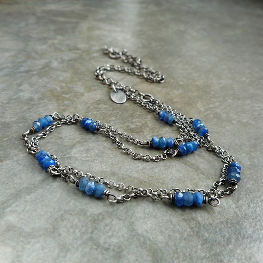 srebrne naszyjniki Naszyjnik z kianitem srebro 925