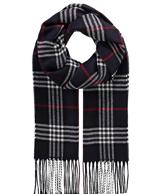 tuby i kominy Szalik Męski szal ciemny granatowy szary prezent w kratkę