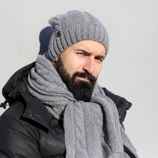 Komplet z owczeJ wełny czapka i szalik DARK GREY Le petit cochonnet