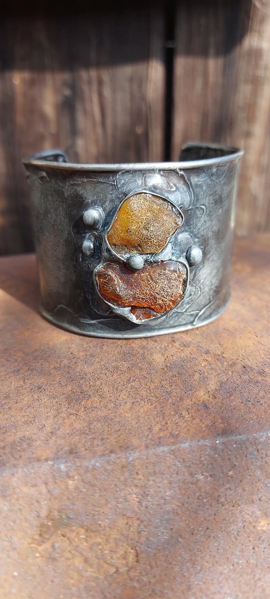 bransoletki wire wrapping Bransoletka z bursztynem