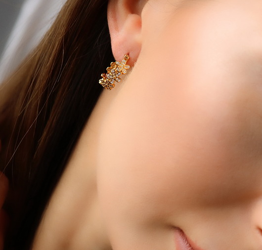 Złote kolczyki flowers z cyrkoniami srebro 925 Coccola JEWELLERY