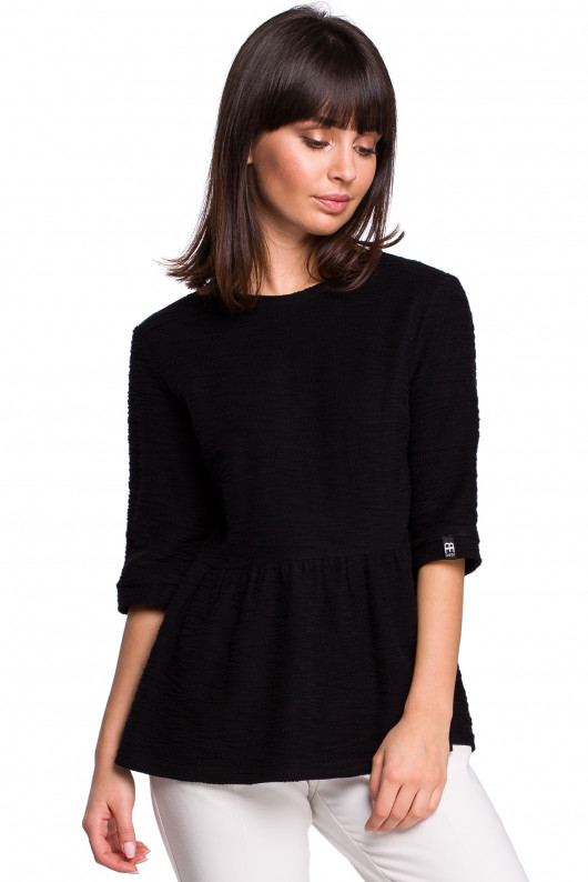 bluzki - inne Bluzka z baskinką - czarna (B-109)