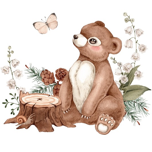 naklejki ścienne do pokoju dziecka Zestaw naklejek ściennych Cute Teddy 100
