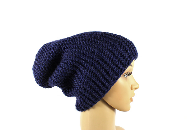 czapki i kapelusze męskie Granatowa długa czapka beanie nerd krasnal hipster
