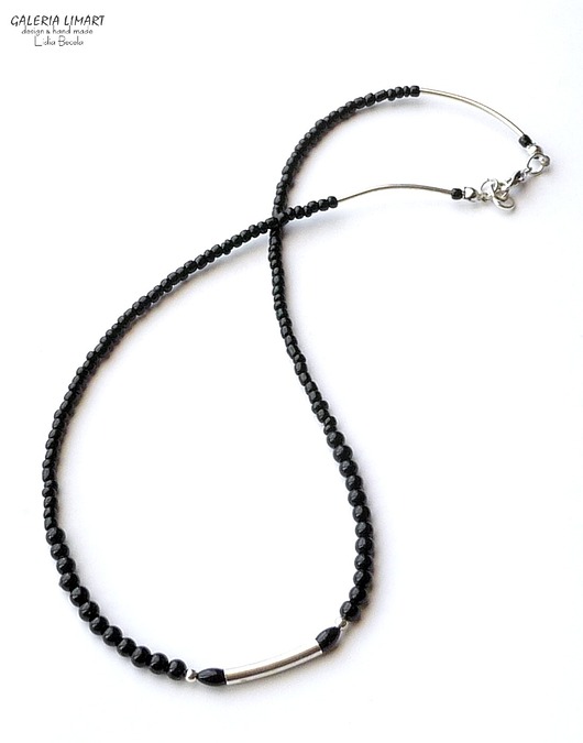 biżuteria męska Boho naszyjnik z czarnych koralików unisex Urok prostoty  Prezent
