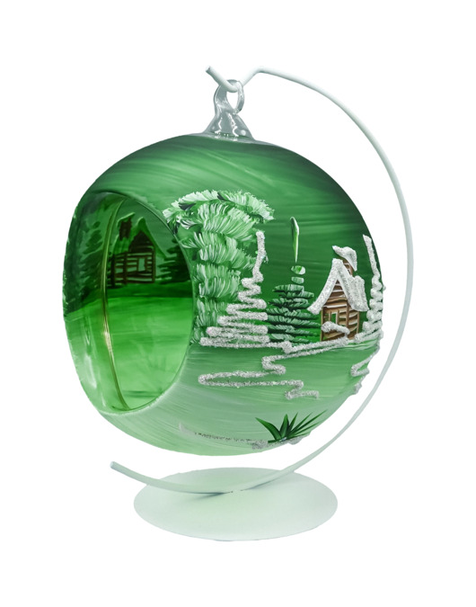 ozdoby choinkowe Bombka Lampion ze stojakiem: Głęboka zieleń