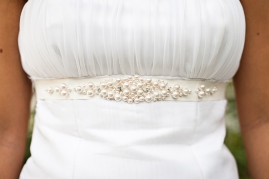 Ozdobny Pas Biżuteryjny do Sukni Ślubnej PEARLE White Jasmine