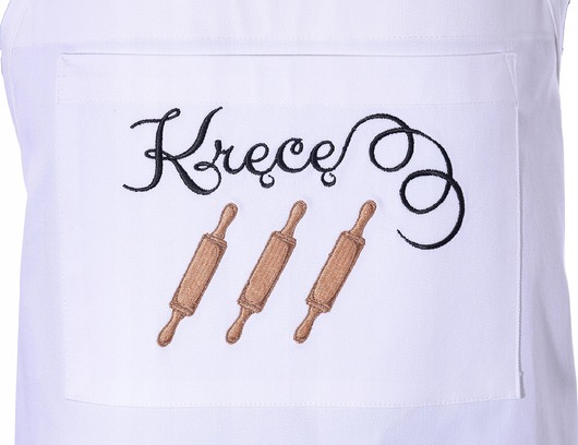 fartuchy kuchenne Fartuch Kuchenny bawełniany biały haftowany Kręcę wałki EXTRA PREZENT