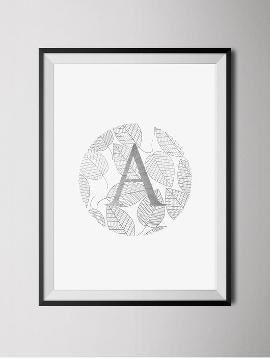 Personalizowany złocony plakat Litera Liście Old Soul Mood Prints